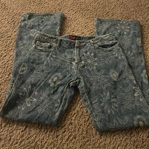 younique floral flare jeans